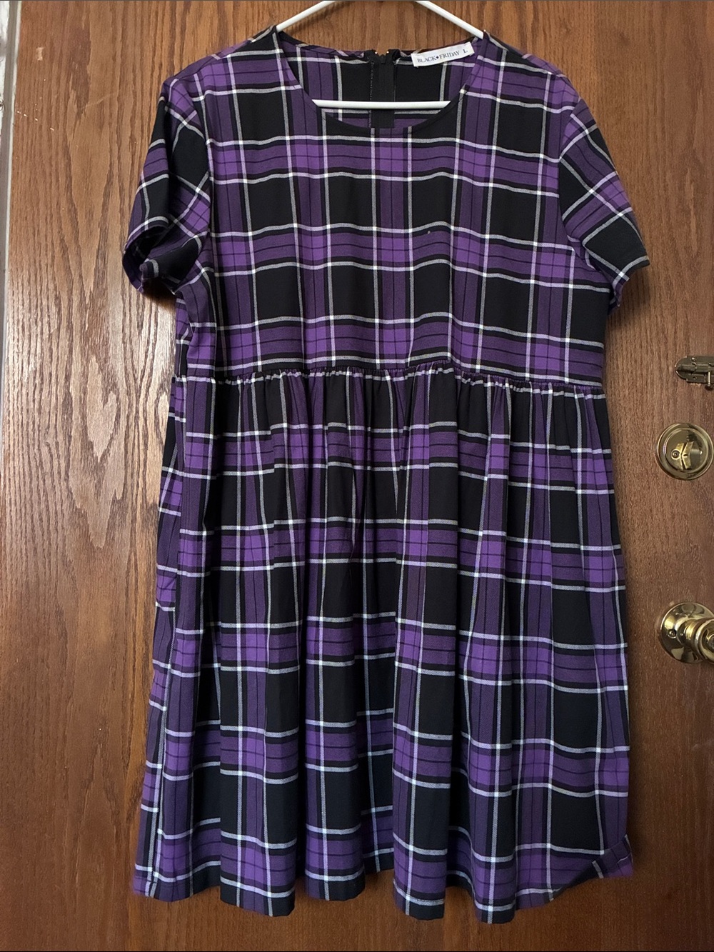 Black Friday Purple Plaid BabyDoll dress Size Large